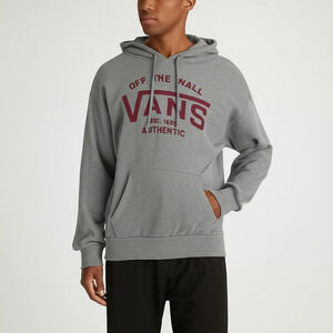 VANS Men's Hooded Sweatshirt Off The Wall L Gray Skate Graphic Print Comfy